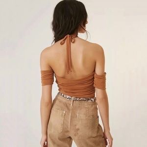 Sunday In Brooklyn Brown Keyhole Halter Top NWT